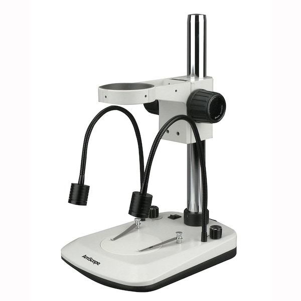 Amscope Stereo Microscope Table Stand With Built In Dual Gooseneck